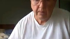 old man jerking his big dick