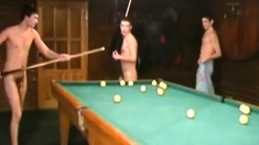 Russian Soldiers Play Pool in Nude