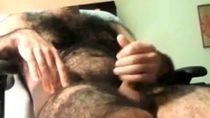 very hairy man cumming