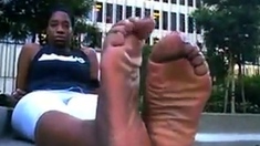 West Indies Negress shows her Big Black Feet and Soles