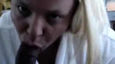 Chubby gets fucked and eats cum from black cock