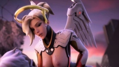 Overwatch 3D Lovely Mercy Gets a Huge Fat Dick in Her Pussy