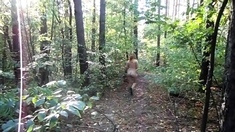 Chubby Girl With Big Booty Walking Nude In Forest