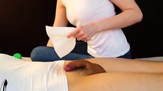 Amateur Handjob massage with oil