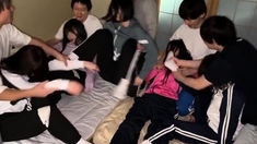 Asian schoolgirl enjoy group sex