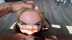 Amateur Blonde Blowjob handjob and cumshot