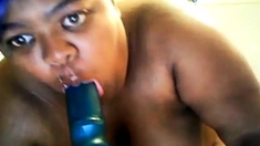 Black BBW Tests Her New Sex Toy on Webcam