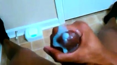 Big Black Cock Masturbating in the Bathroom