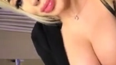 Hot blonde with big boobs solo