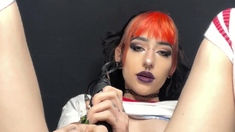 Redhead teen chick toys pussy in the jacuzzi