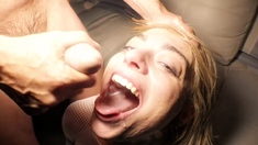 Amateur pawnshop blonde sucks dick pov style