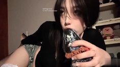 Japanese teen uses toys to pleasure pussy