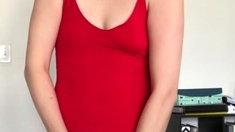Redheaded amateur MILF with a sex toy on webcam show