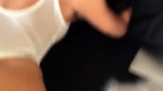 Cute amateur brunette gives pov blowjob and fuck