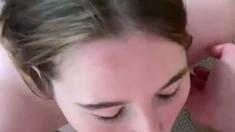Amateur teen blowjob and cumshot from a guy