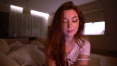 Amateur cougar MILF with small boobs is jerking cock