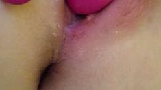 Close up solo beauty toying ass
