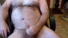 Hairy Bear Daddy Strokes His Cock Solo