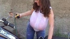 Big boobs milf masturbates with her dildo