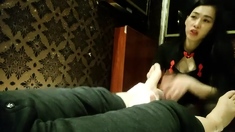 Sexy Asian naked foot fetish action