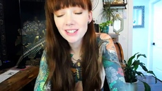 Amateur busty brunette masturbates and does hand job