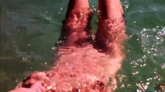 Naked Swimming MILF at the Beach