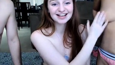 Small Titted Brunette Teen Fingering On The Bed