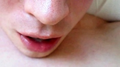 Amateur Creamy Close-Up: Slow-Mo Cum Swallowing!