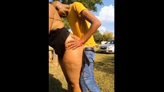 Amateur oily ass rimmed outdoors
