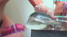 Transparent Fleshlight, Condom, Huge Cumshot