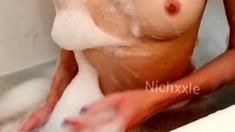 Amateur brunette Michelle with small tit