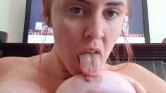Great Big Boobs On Masturbating Redhead