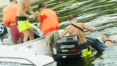 Horny guy almost drowns and comes to life while cumming from a blowjob